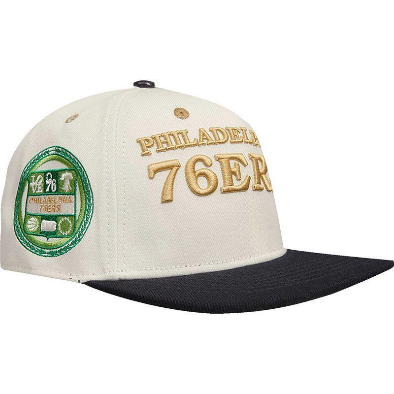 Mens Cream/Black Philadelphia 76ers Album Cover Snapback Hat, Beige Over Product Image