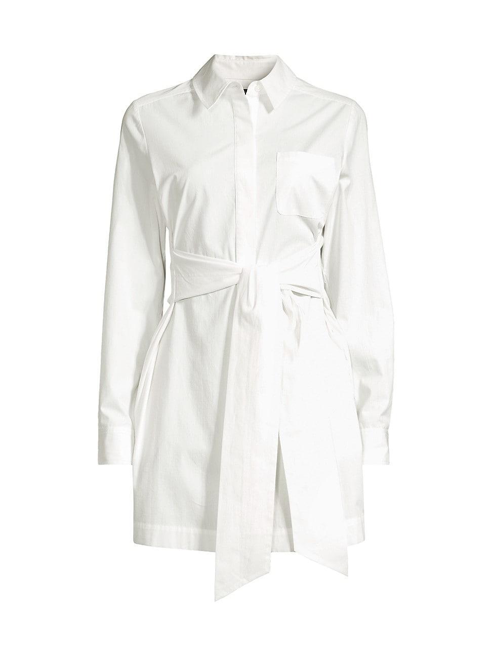 Womens Cotton Poplin Tie-Front Shirtdress Product Image