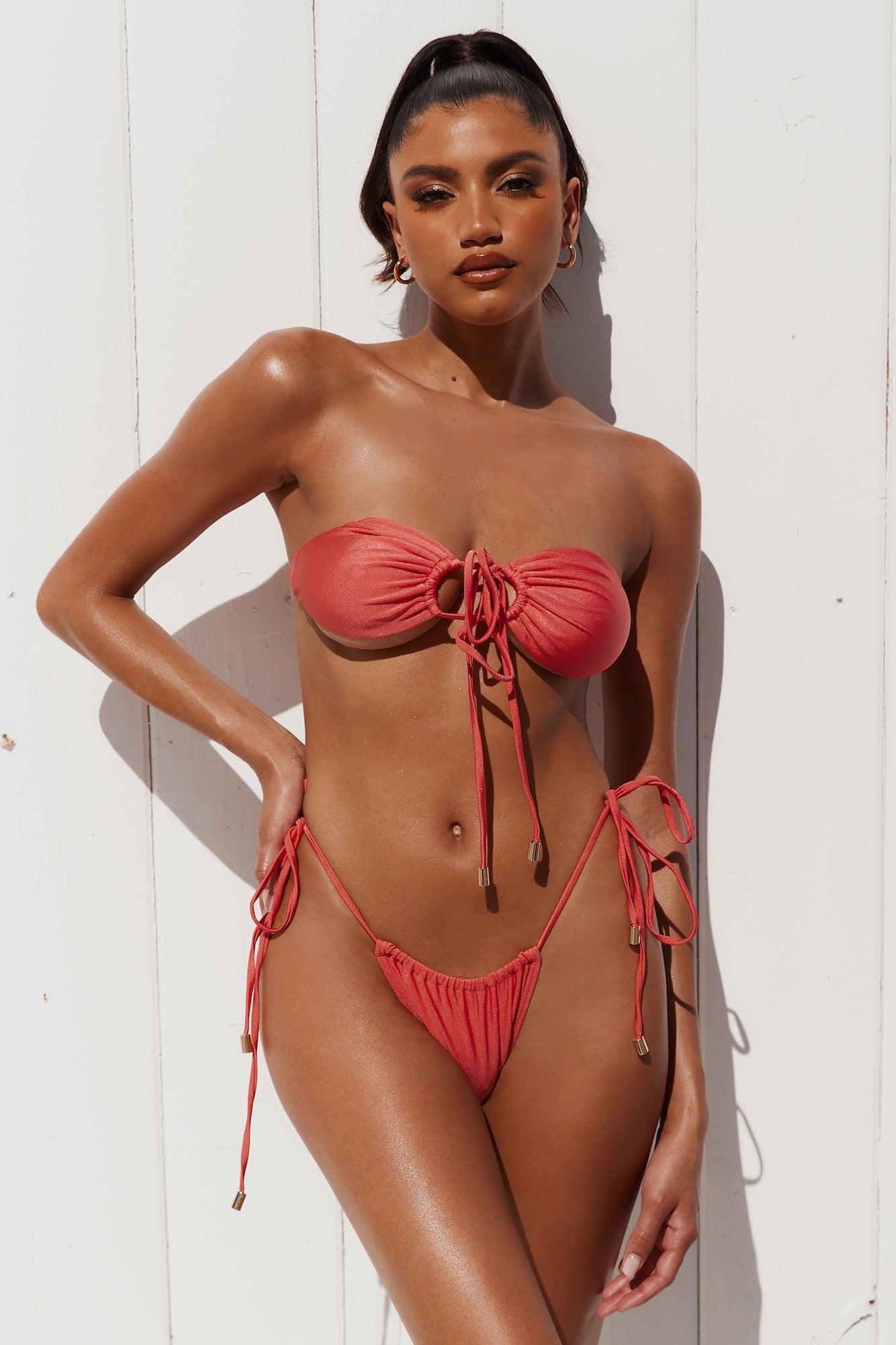 HELLO MOLLY Azure Swim Top Coral Product Image