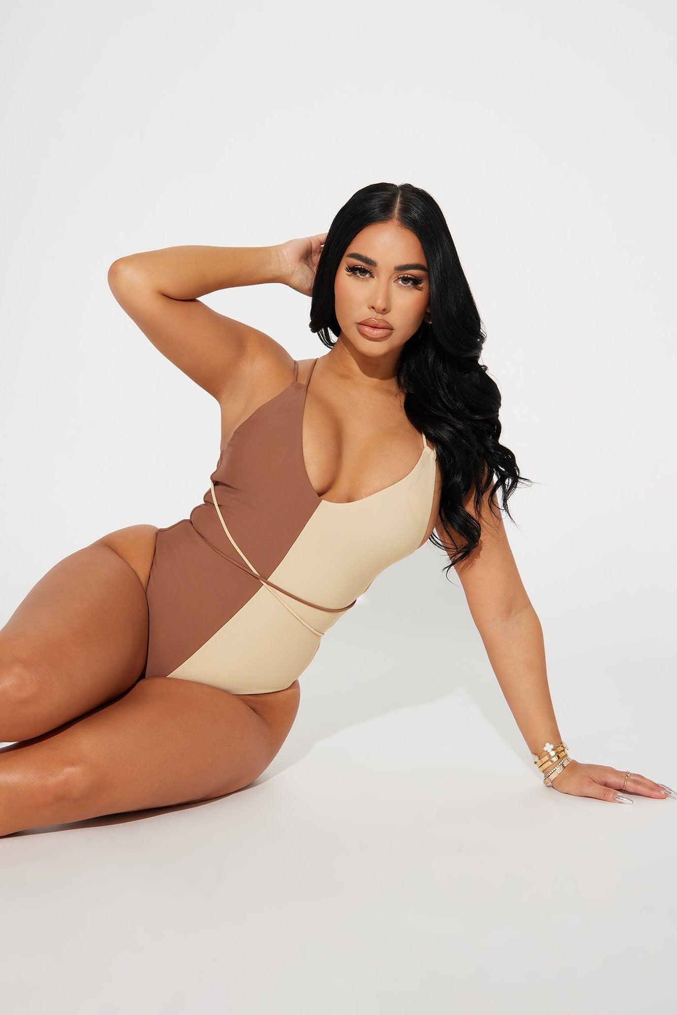 Becky Colorblock 1 Piece Swimsuit - Chocolate/Combo Product Image