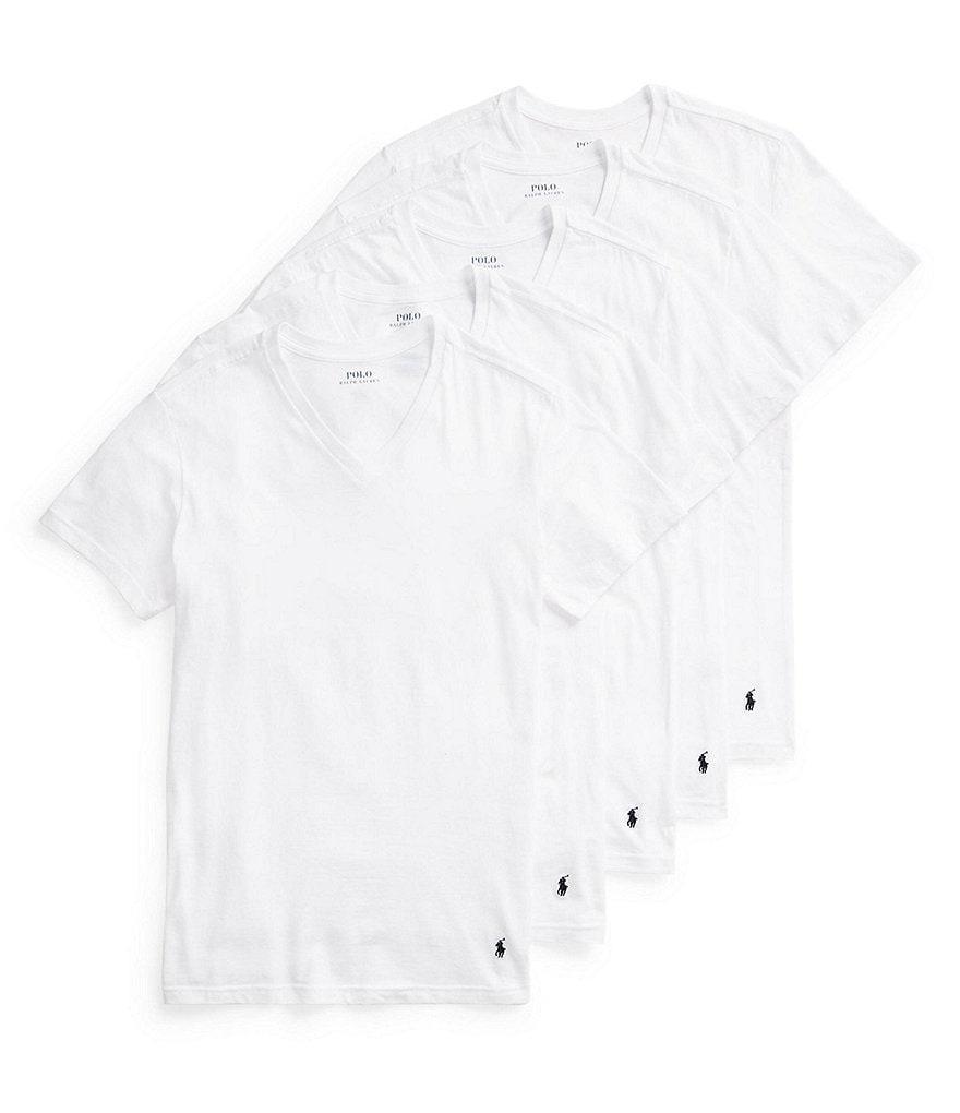 Polo Ralph Lauren Slim Fit Cotton V-Neck Undershirt T-Shirt 5-Pack Product Image