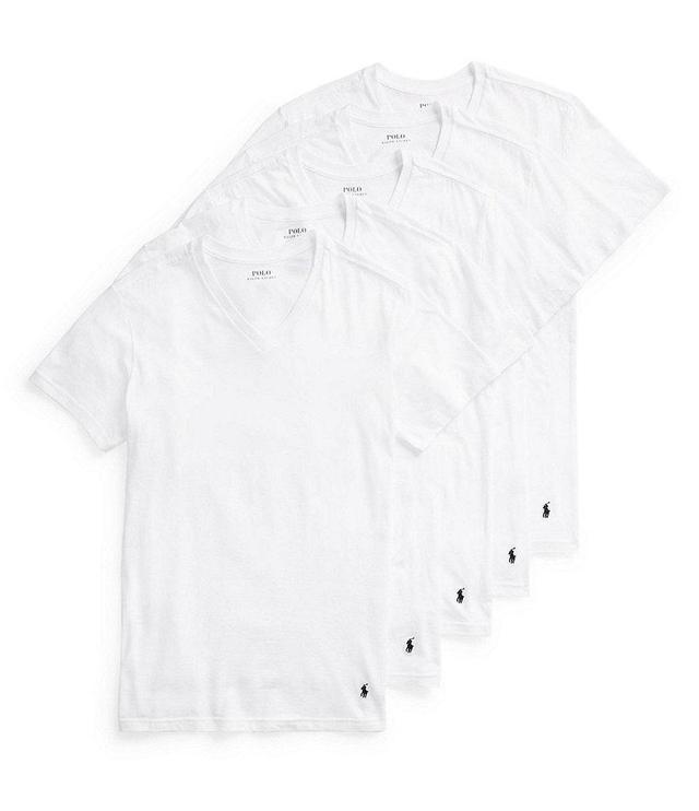 Polo Ralph Lauren Slim Fit Cotton V-Neck Undershirt T-Shirt 5-Pack Product Image