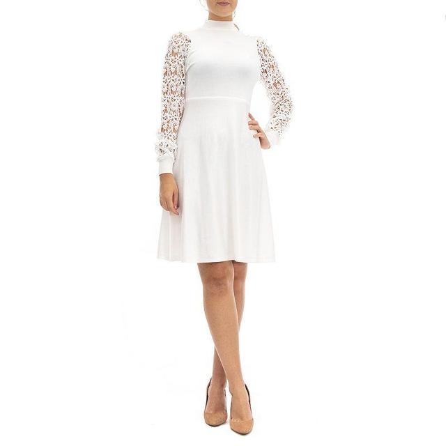 Womens Nina Leonard Lace Sleeve A-Line Sweaterdress Product Image