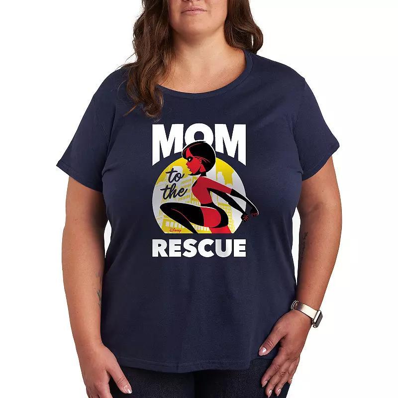 Disney / Pixars The Incredibles Plus Mom Rescue Graphic Tee, Womens Grey Royal Blue Product Image