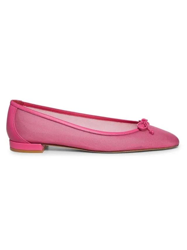 STUART WEITZMAN Women's Arabella Leather-trimmed Mesh Ballet Flats In Dahlia Product Image