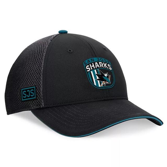 Mens Fanatics Black San Jose Sharks 2024 NHL Draft On Stage Trucker Adjustable Hat Product Image