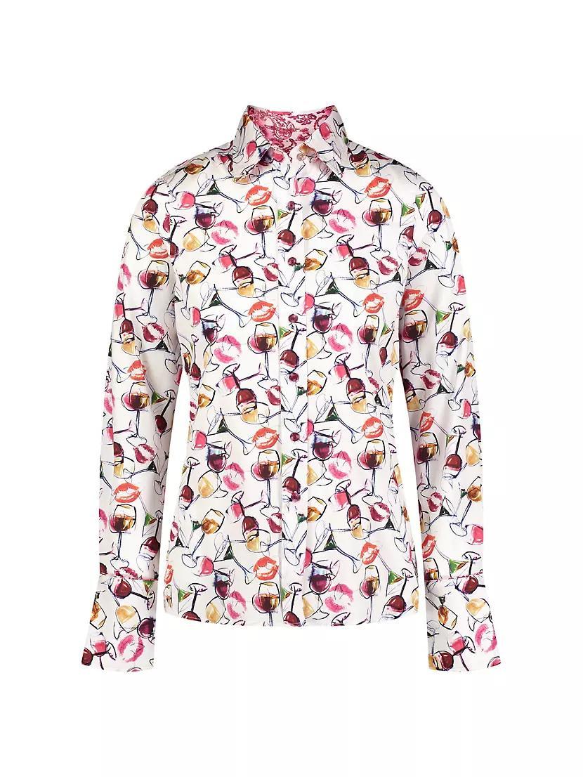 Priscilla Printed Stretch Cotton Long-Sleeve Shirt Product Image