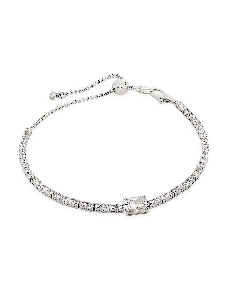 Womens Tennis Rhodium-Plated & Cubic Zirconia Bracelet Product Image