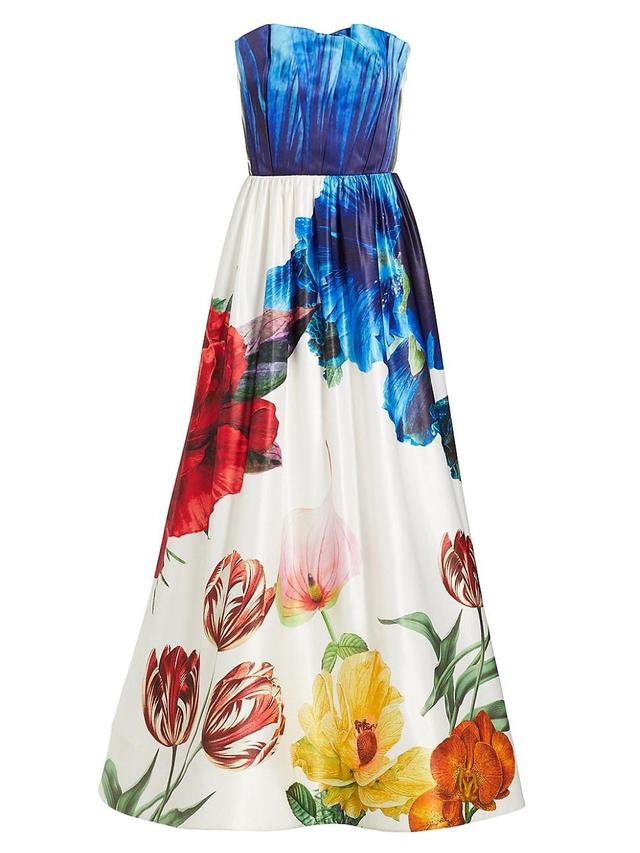 Womens Stella Floral Satin Strapless Gown Product Image