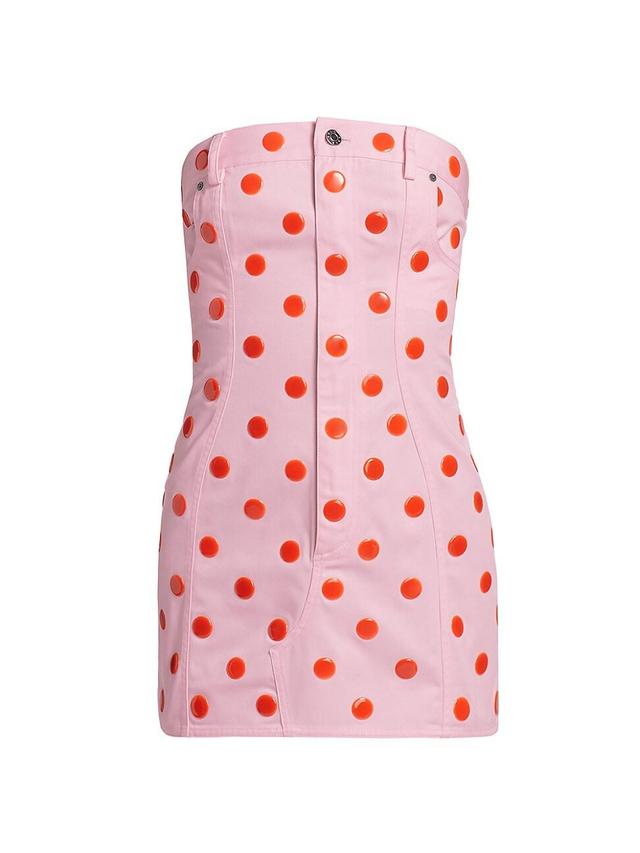 Womens Polka Dot Strapless Minidress Product Image