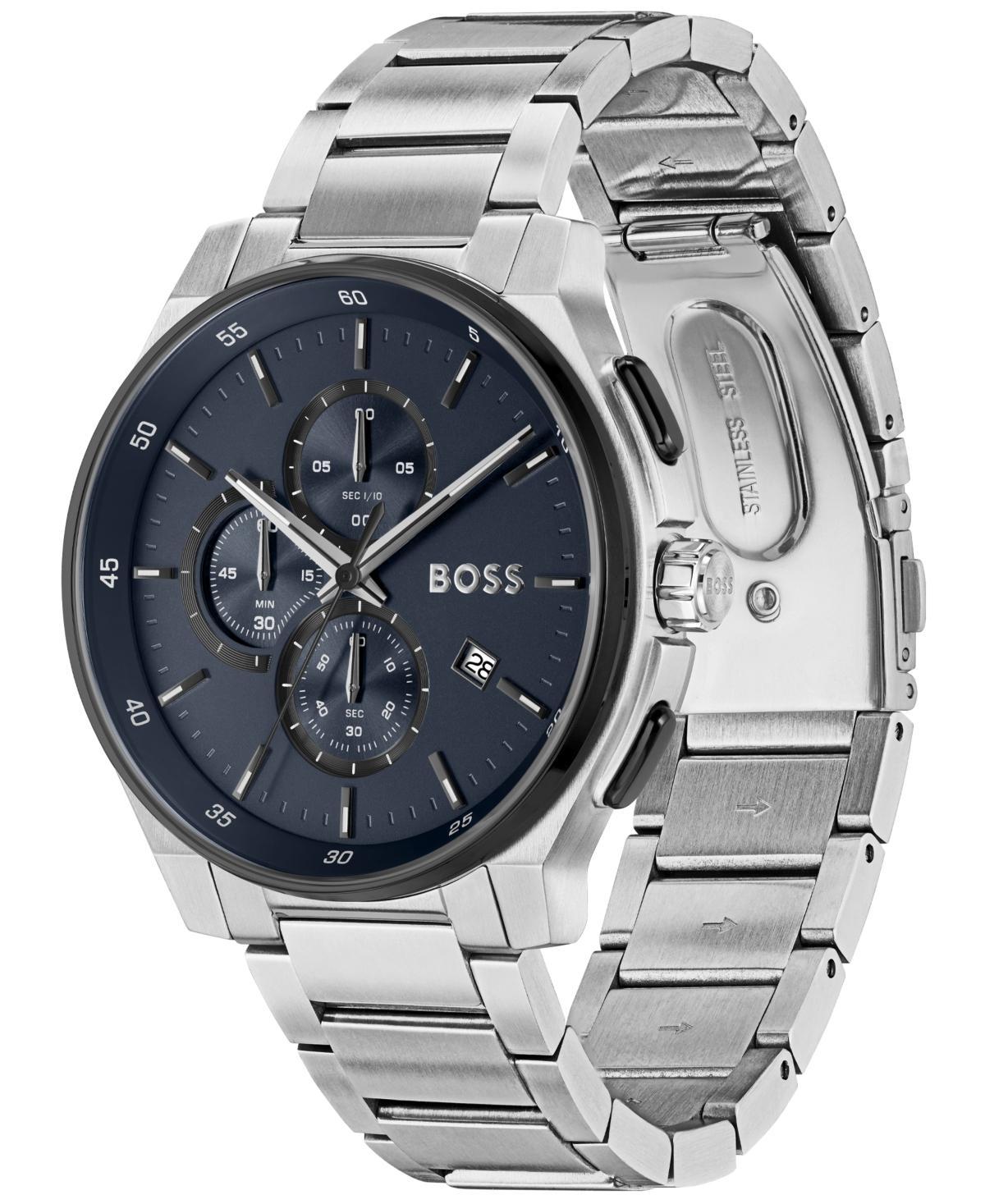 Hugo Boss Mens Peak 2.0 Quartz Chrono Stainless Steel Watch 45mm - Silver-tone Product Image