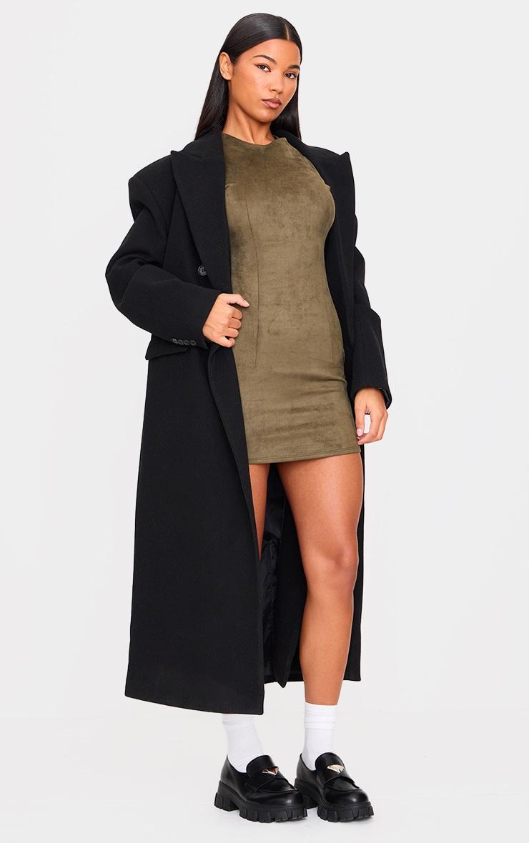 Khaki Faux Suede Bodycon Dress Product Image