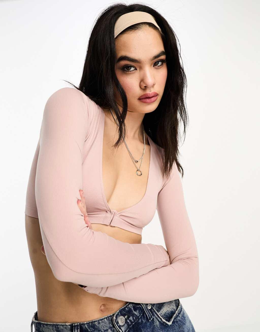 Bershka long sleeve v-neck bralette Product Image