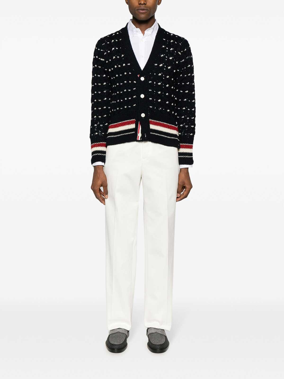 THOM BROWNE Cardigan Mit Zopfmuster In Navy Product Image