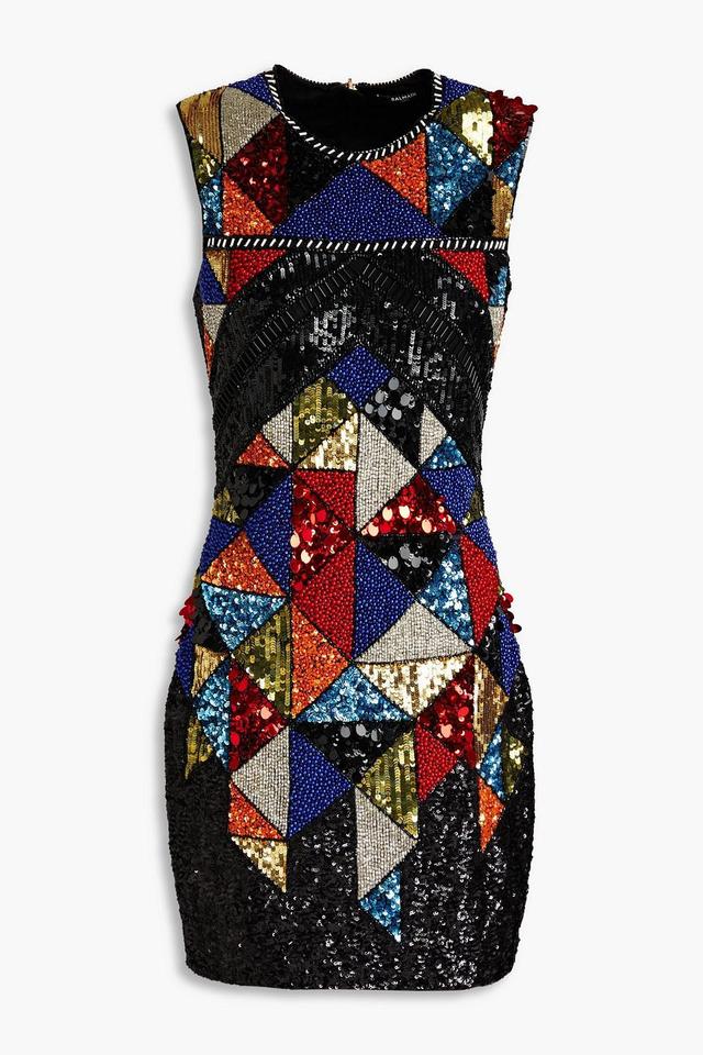 Embellished Mesh Mini Dress In Black Product Image