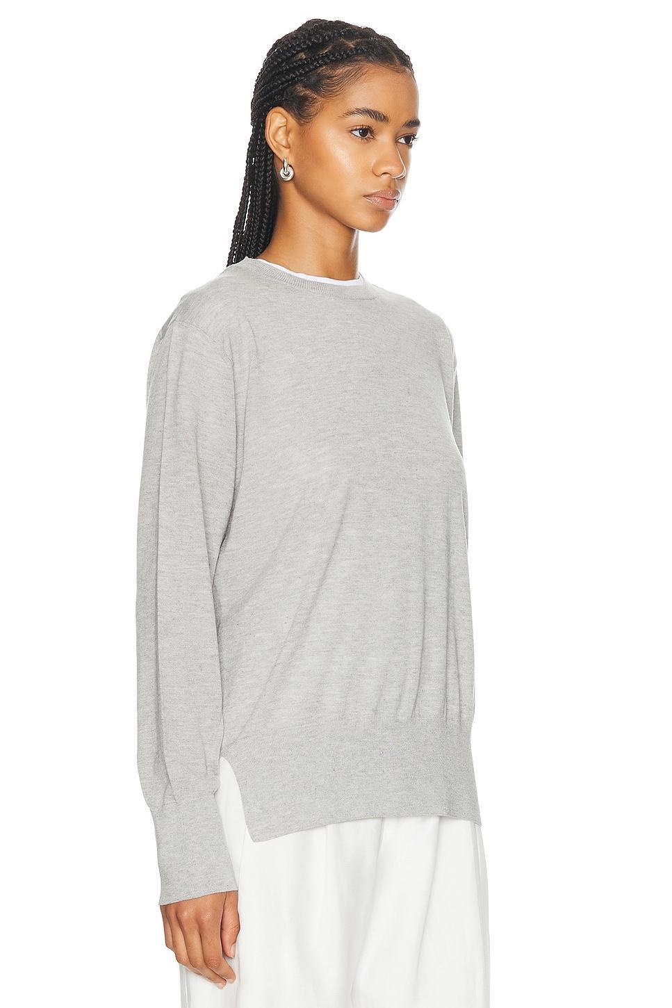 TOTÊME Crewneck Silk Cashmere Knit Sweater In Grey Product Image