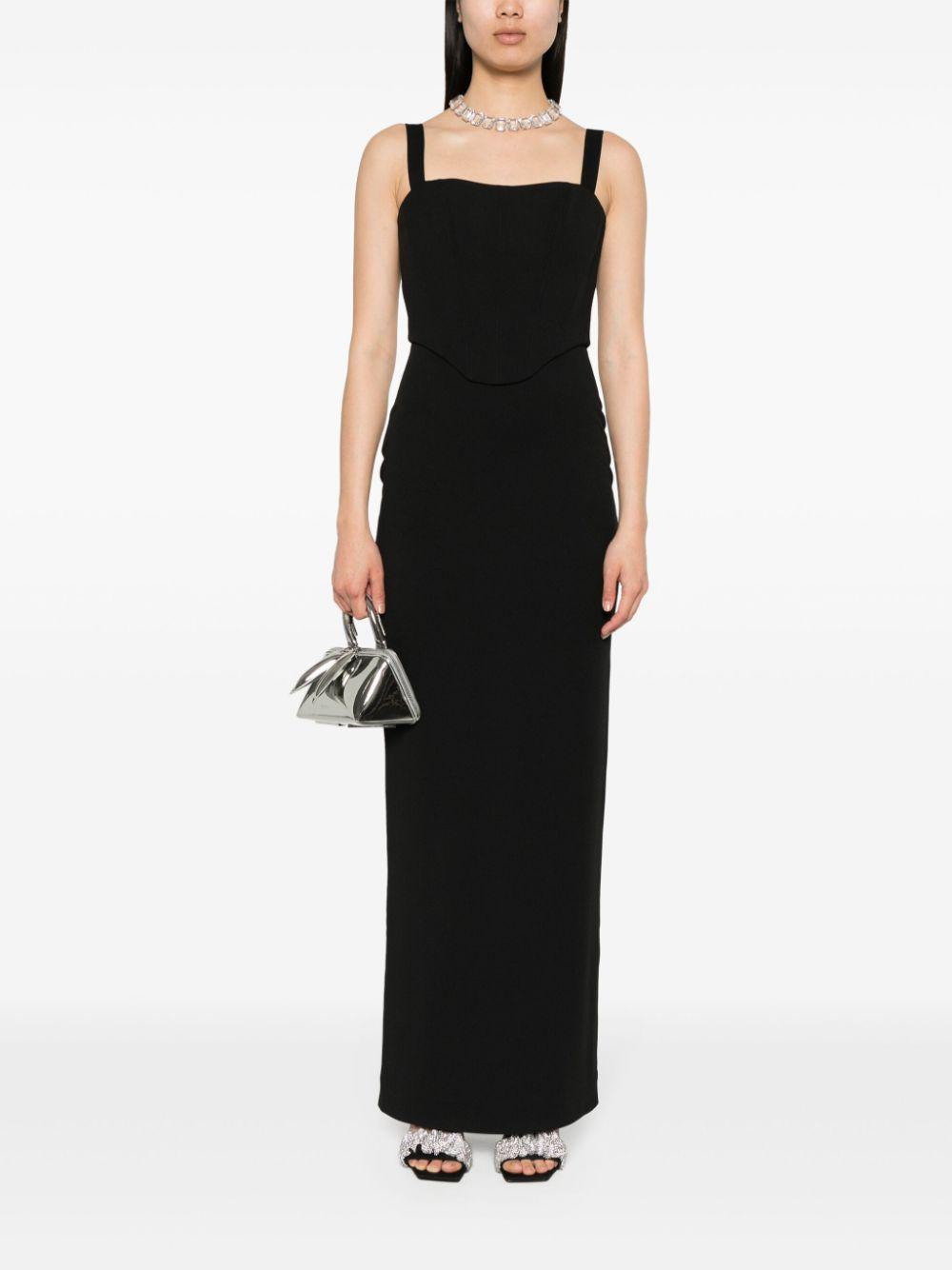 SOLACE LONDON Black Square Neck Sleeveless Maxi Dress In Nero Product Image