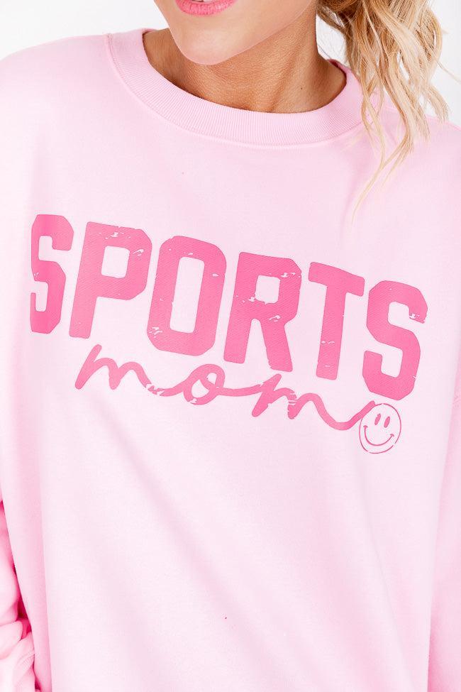 Sports Mom Light Pink Oversized Graphic Sweatshirt Product Image