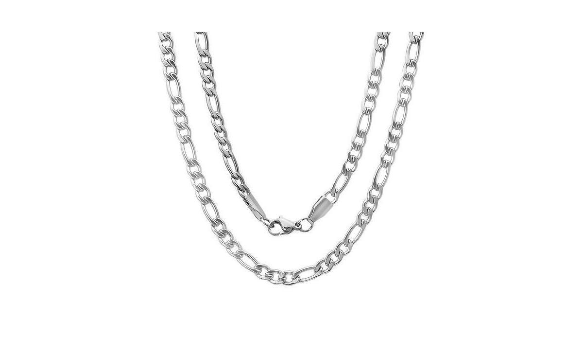 Steeltime Mens Stainless Steel Figaro Chain Link Necklace Product Image