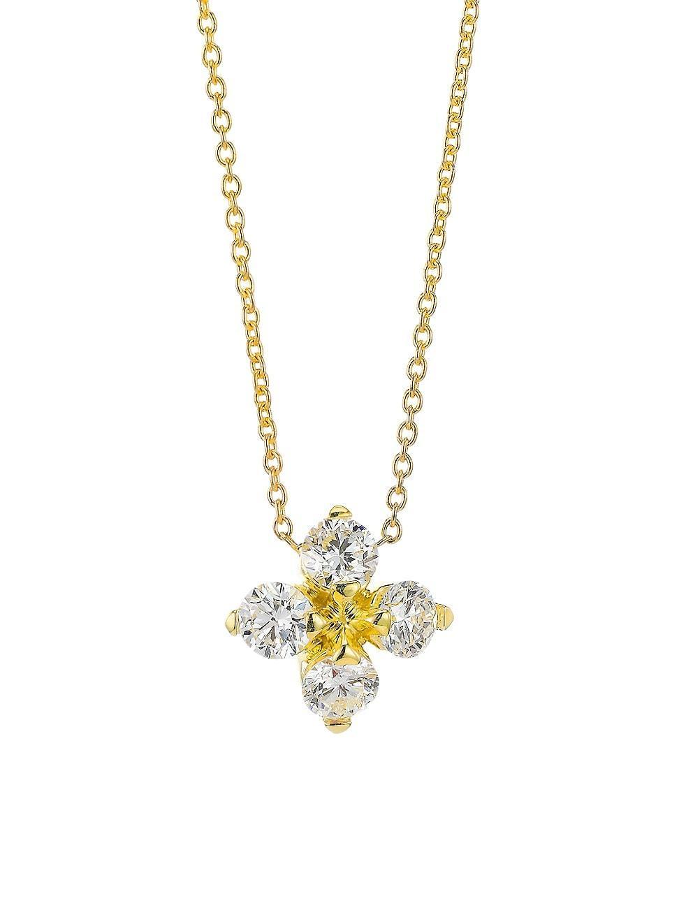 Womens Love In Verona 18K Yellow Gold & Diamond Flower Pendant Necklace Product Image