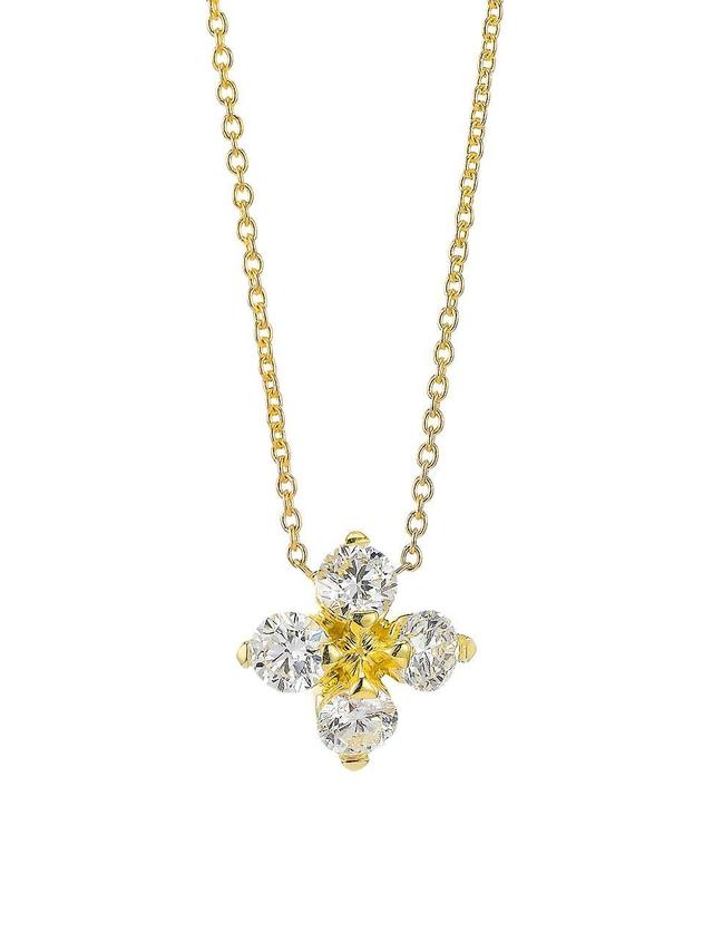 Womens Love In Verona 18K Yellow Gold & Diamond Flower Pendant Necklace Product Image