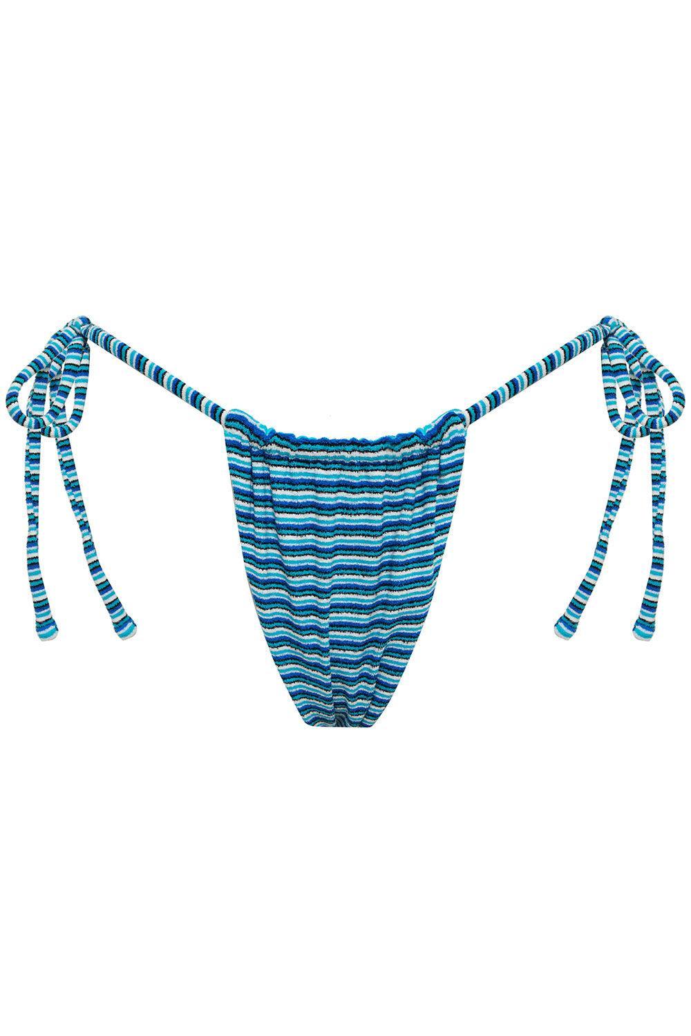 Tia Striped Terry Bikini Bottom - Positano Stripe Product Image