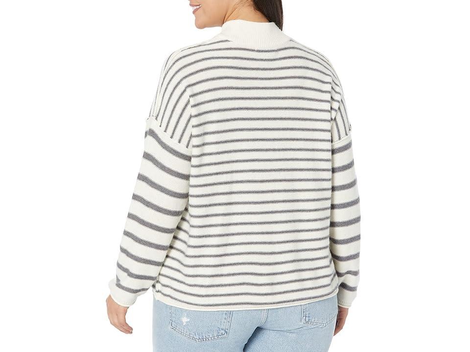 Madewell Plus Stripe Jamaica Mock Neck (Antique Cream) Women's Clothing Product Image