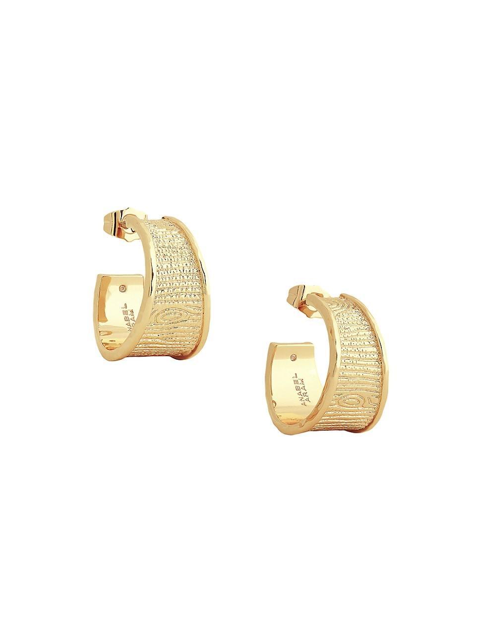 Womens Enchanted Forest 18K Gold-Plated Bark Hoops Product Image