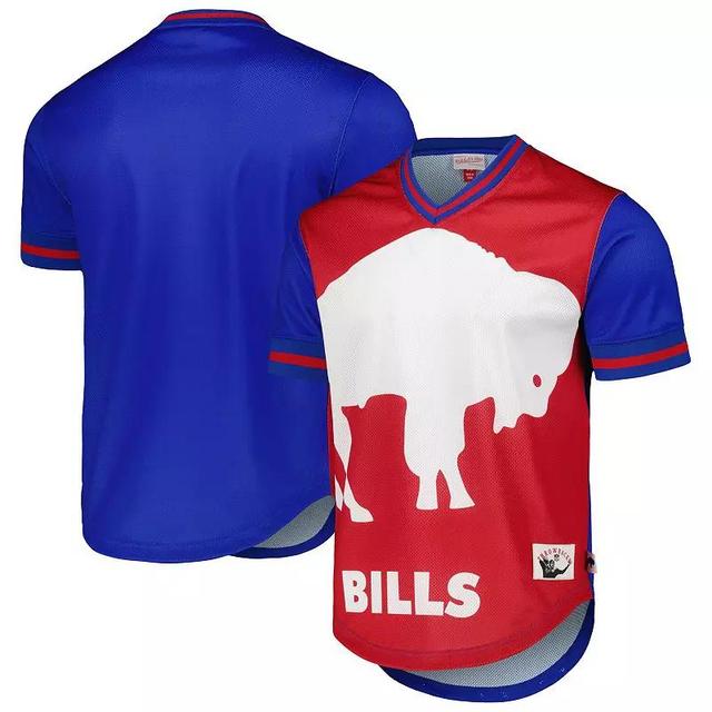 Mens Mitchell & Ness Royal Buffalo Bills Jumbotron 3.0 Mesh V-Neck T-Shirt Product Image