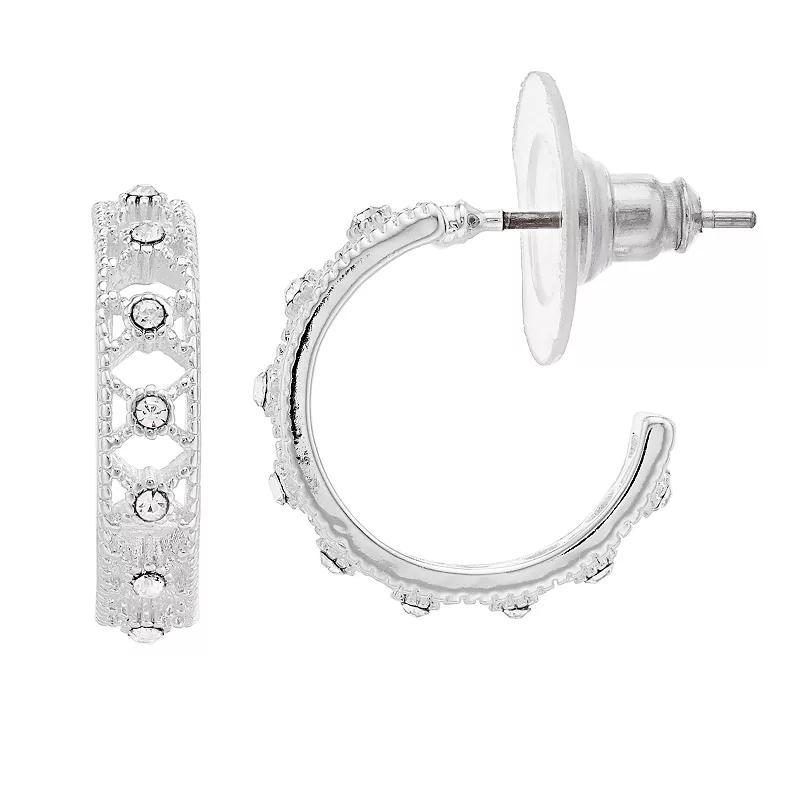 LC Lauren Conrad Filigree Nickel Free Hoop Earrings, Womens, Silver Tone Product Image