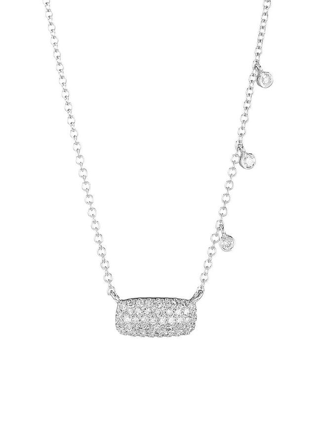 Womens 14K White Gold & Diamond Bar & Charm Necklace Product Image