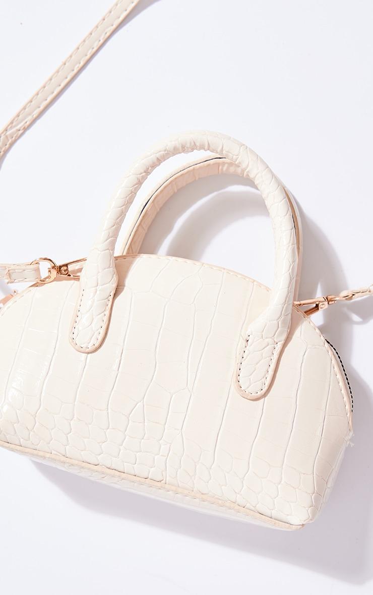 Cream Croc Textured Curved Cross Body Bag Product Image