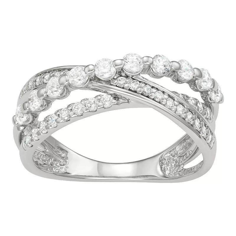 10k Gold 3/4 Carat T.W. Diamond Crossover Ring, Womens White Product Image