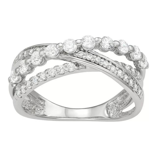 10k Gold 3/4 Carat T.W. Diamond Crossover Ring, Womens White Product Image