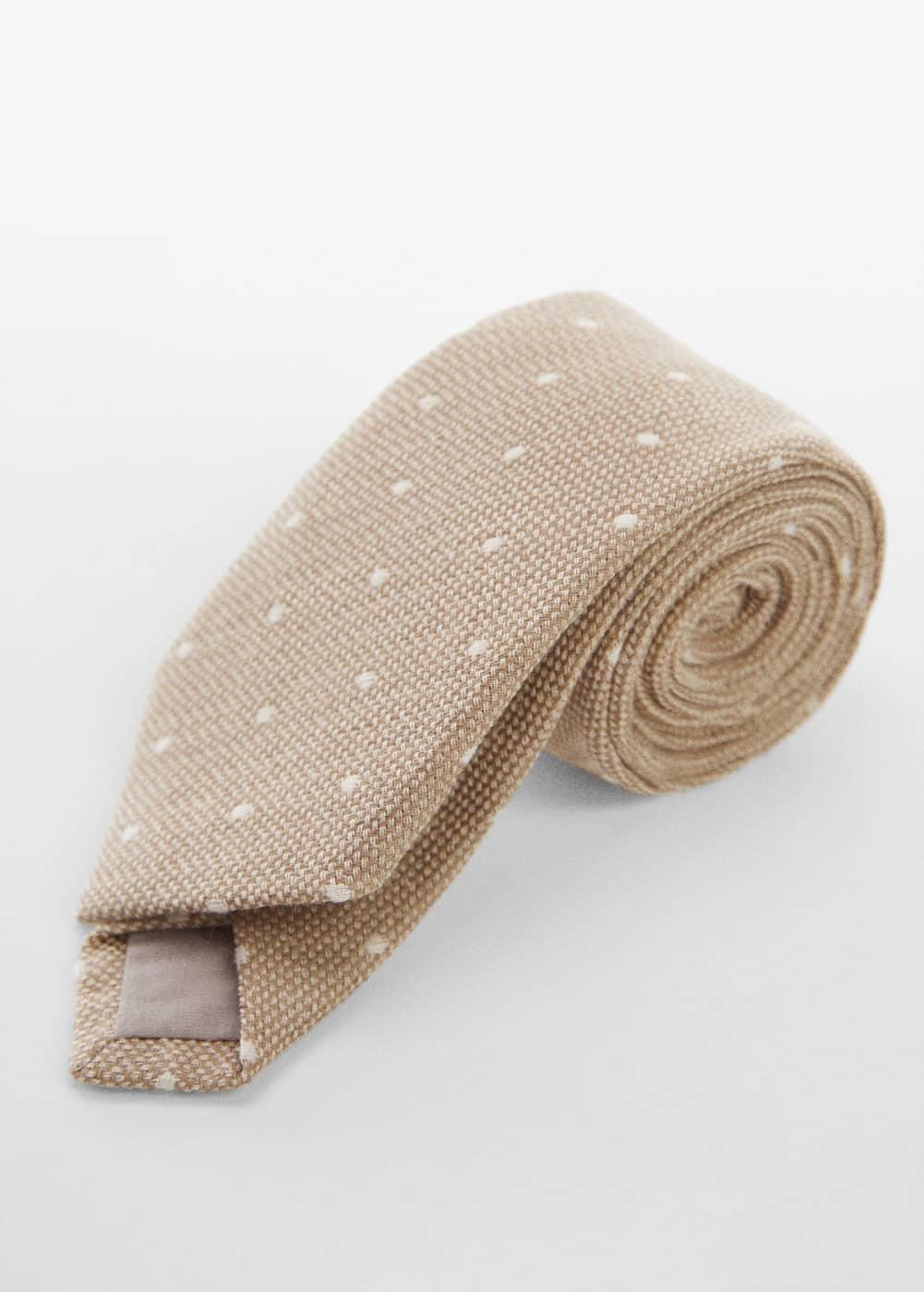 MANGO MAN - Polka dot cotton and linen tie - One size - Men Product Image