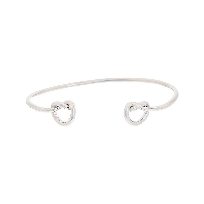 Juvell 18k White Gold Plated Knot Ends Cuff Bracelet, Womens, Two Tone Product Image