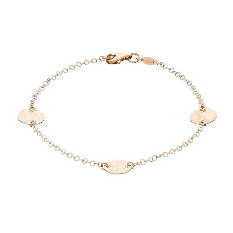 Au Naturale 14k Rose Gold Textured Disc Station Bracelet, Womens Pink Product Image