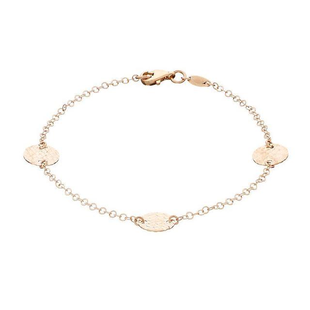 Au Naturale 14k Rose Gold Textured Disc Station Bracelet, Womens Pink Product Image