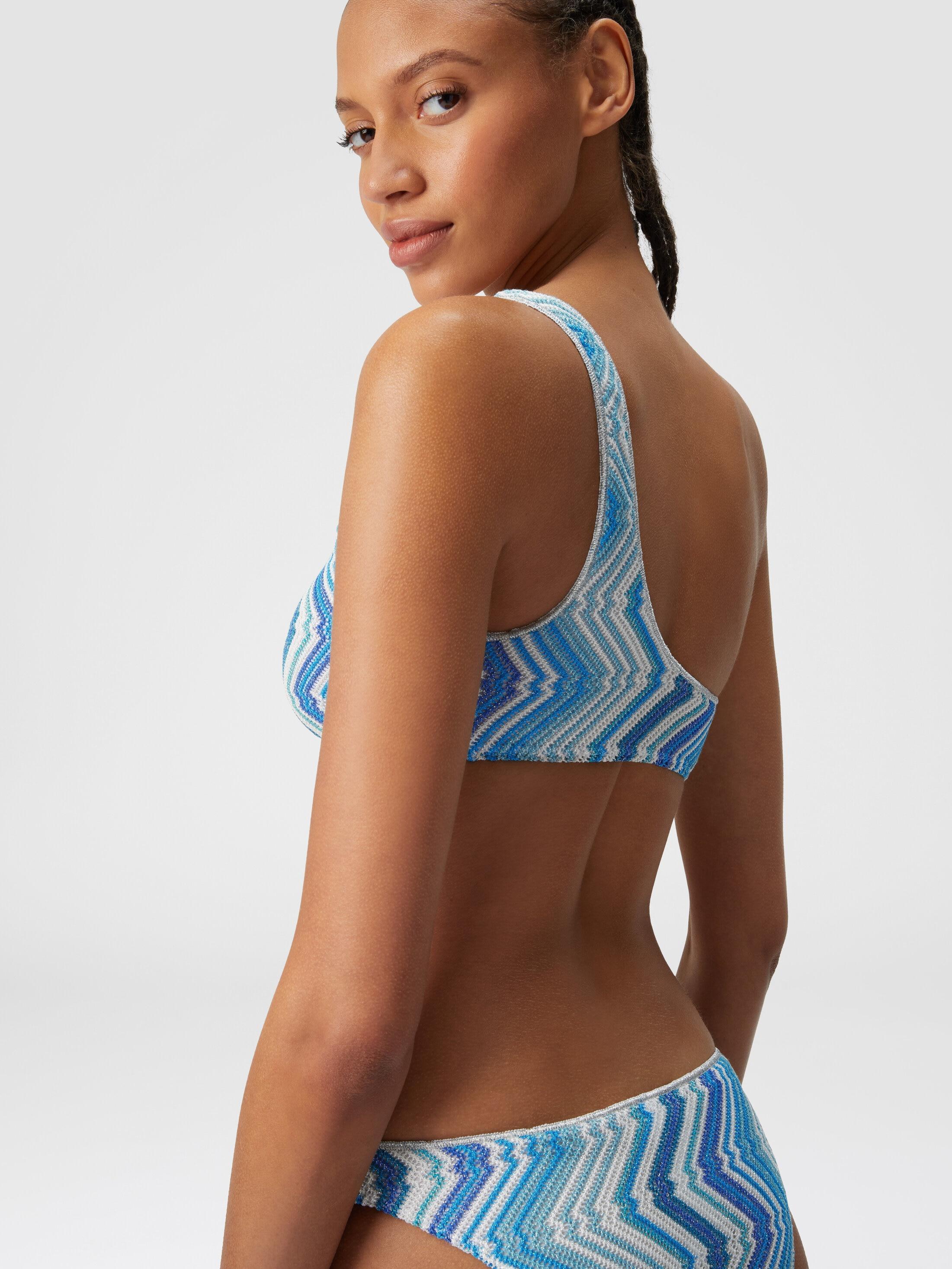 One-shoulder viscose blend chevron bikini with lurex Product Image