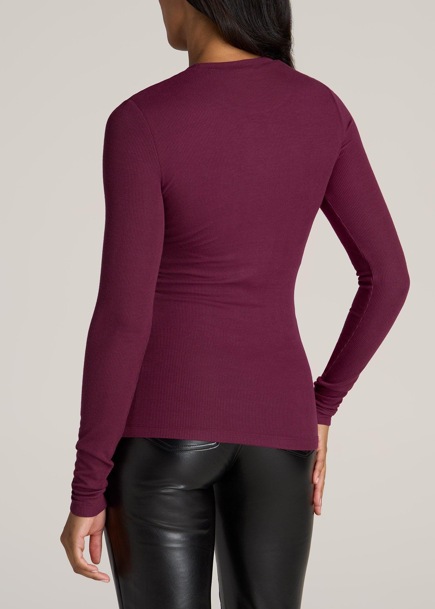 FITTED Ribbed Long Sleeve Tee in Elderberry - Tall Women's Shirts Product Image