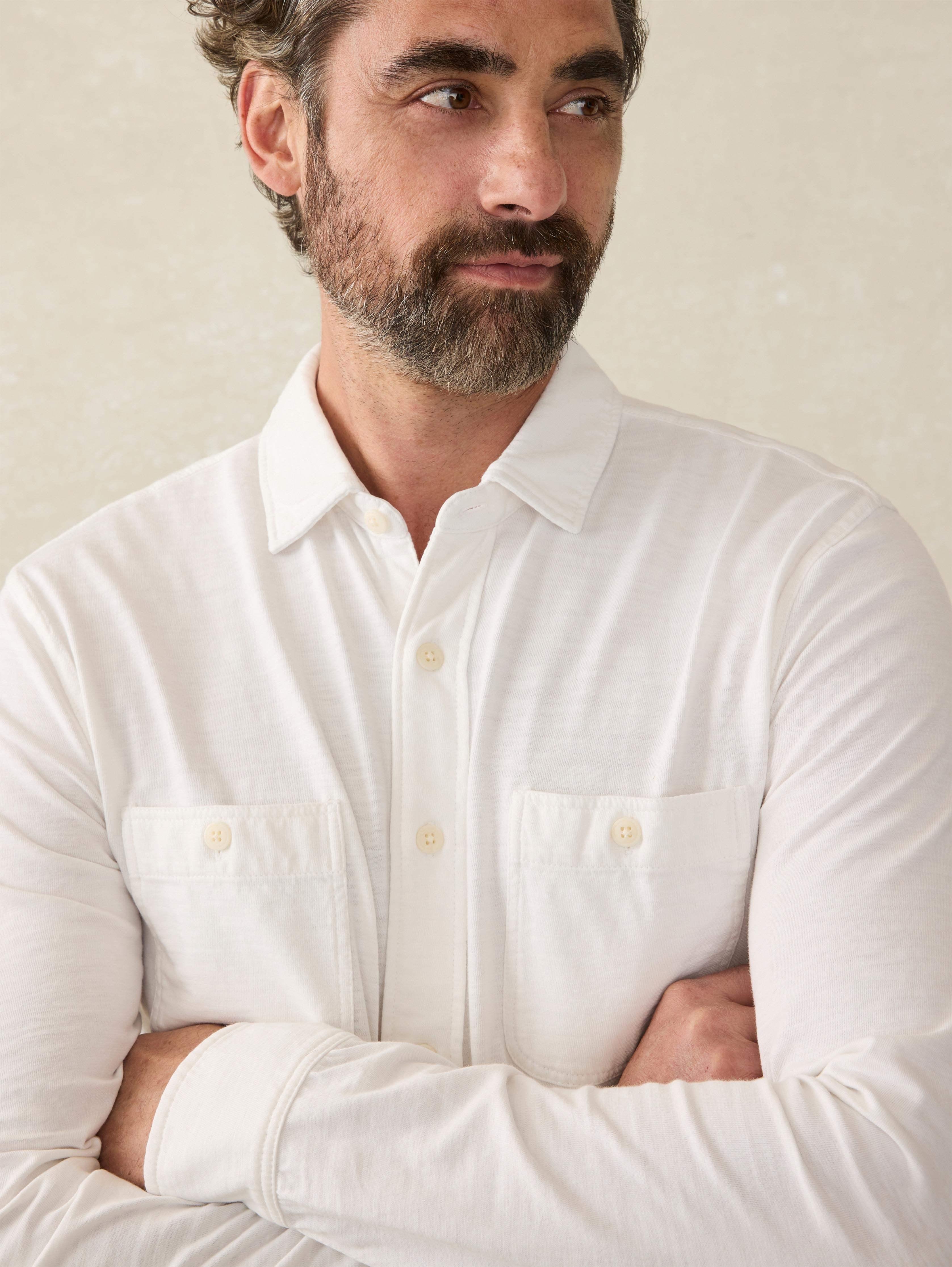 Sunwashed Knit Shirt - White Male Product Image