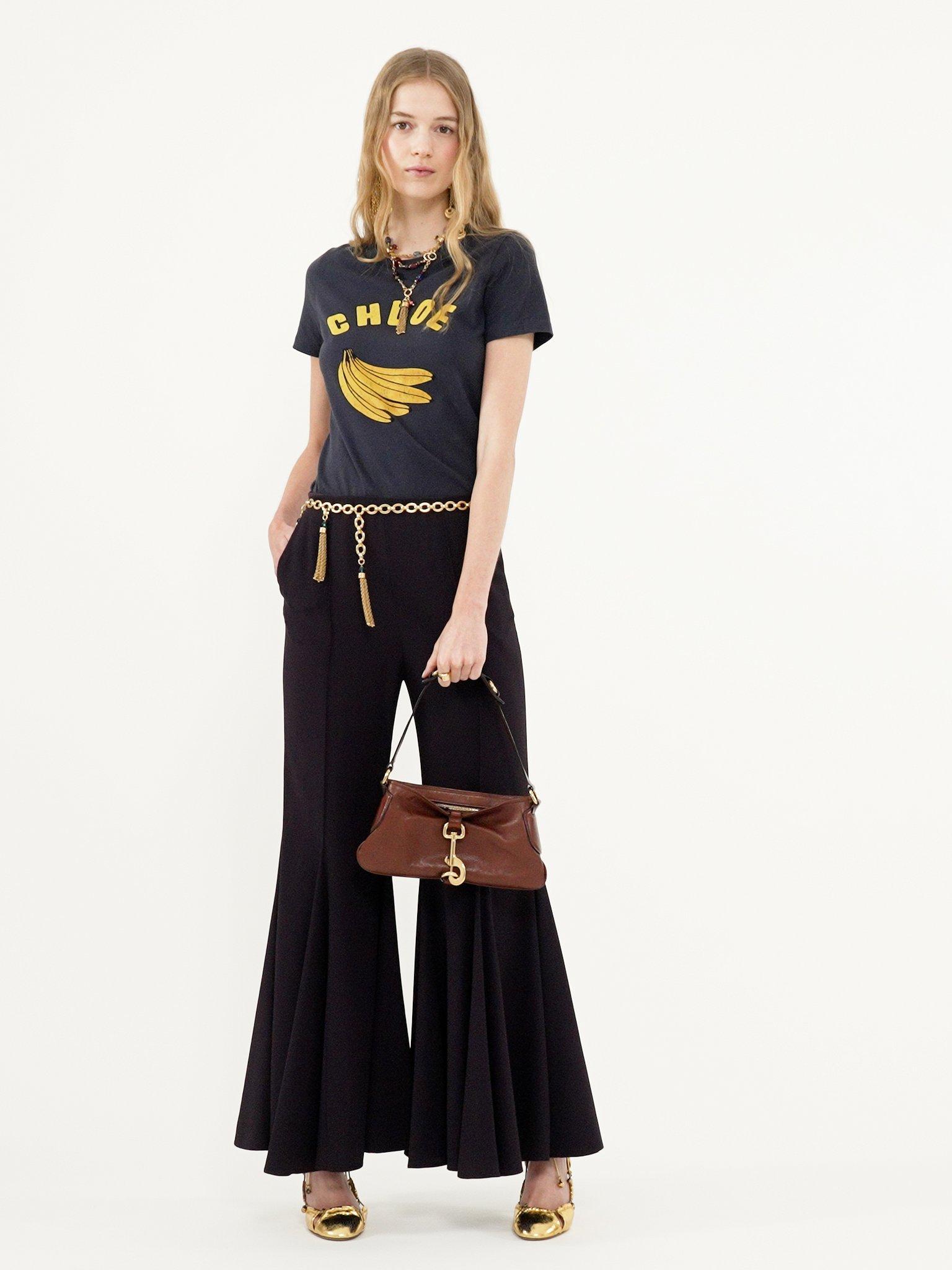 Cropped bootcut pants in crêpe satin Product Image