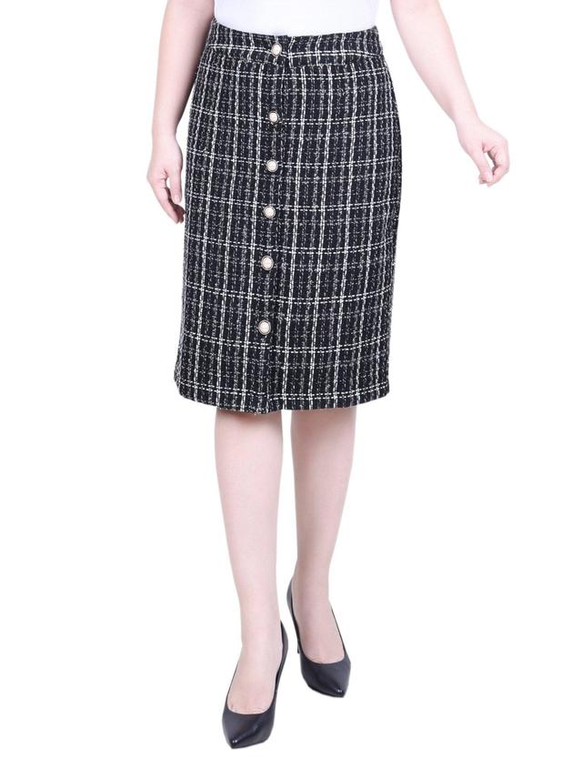 Knee Length Slim Tweed Knit Skirt - Petite Product Image