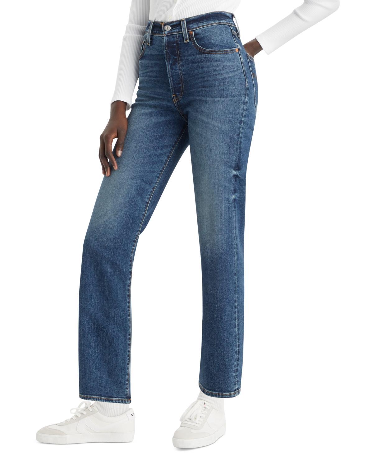 Levis Ribcage High Rise Distressed Ankle Straight Jeans Product Image