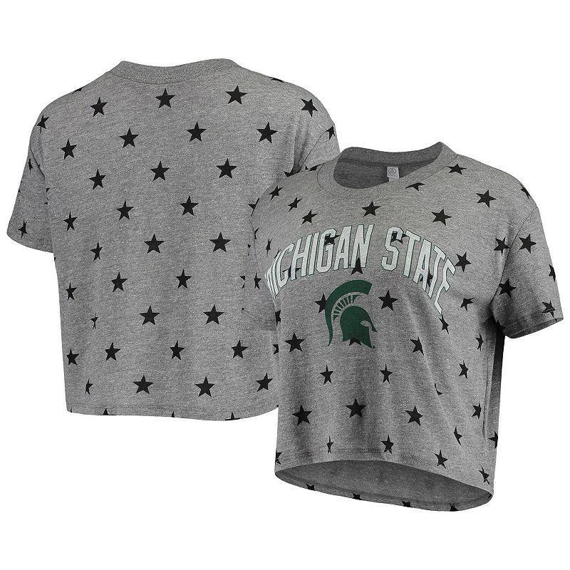 Womens Alternative Apparel Gray Michigan State Spartans Headliner Stars Cropped Tri-Blend T-Shirt Product Image