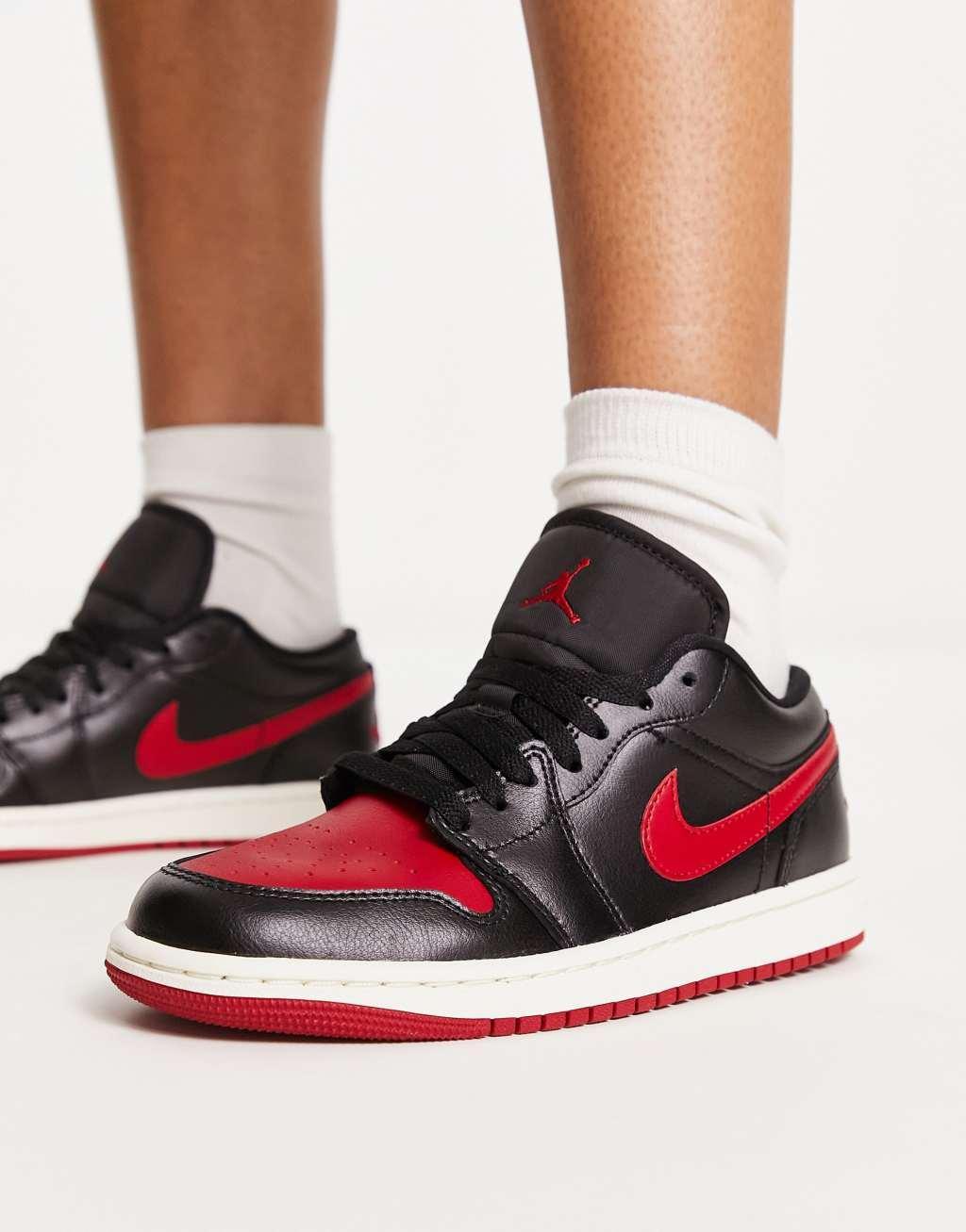 Nike Air Jordan 1 low sneakers in black and gym red  Product Image