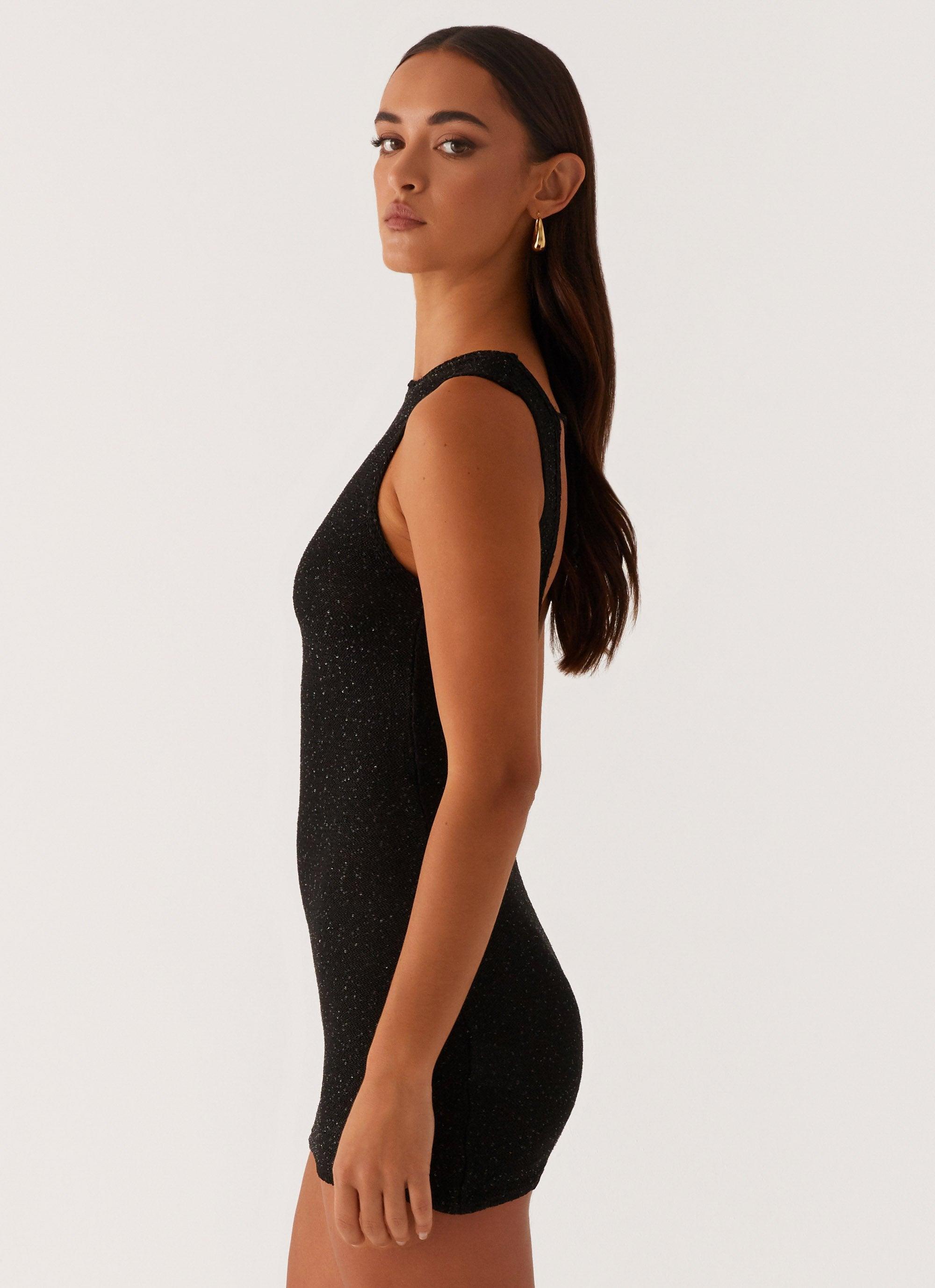 Take Five Summer Knit Mini Dress - Black Product Image