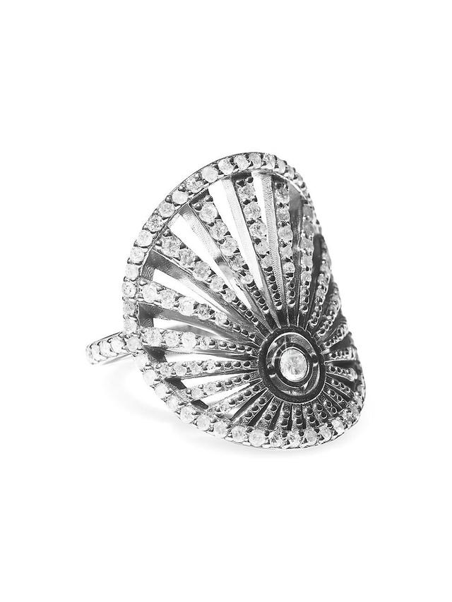 Womens Sunrise Saddle Sterling Silver & 1.25 TCW Diamond Ring Product Image