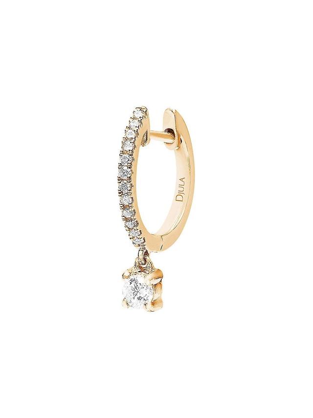 Womens Glam Rock 18K Yellow Gold & Diamond Huggie Hoop Earring Product Image