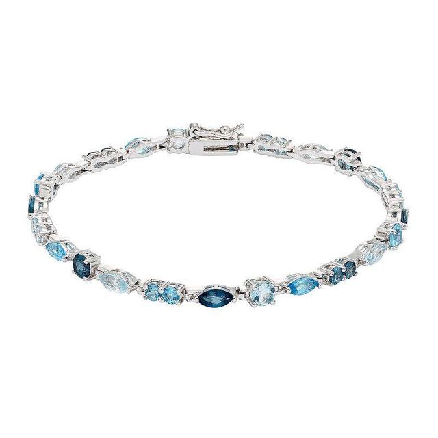 Sterling Silver Blue Topaz Bracelet, Womens Product Image